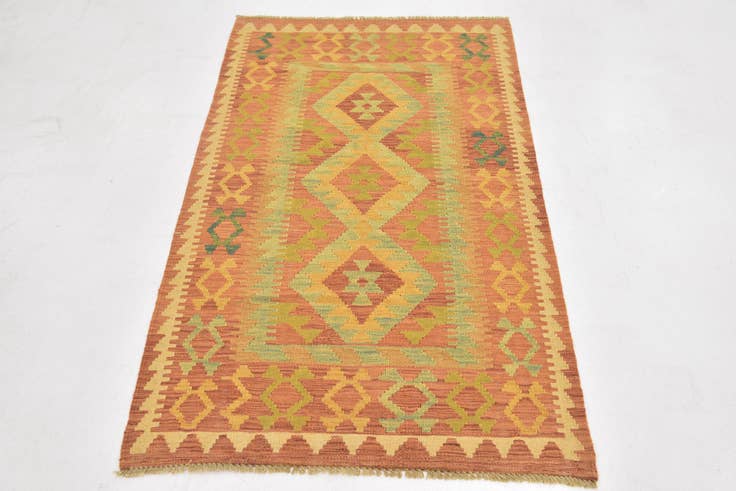 Detail image of 2' 10 x 4' 10 Hand Woven Kilim Waziri Wool Rug