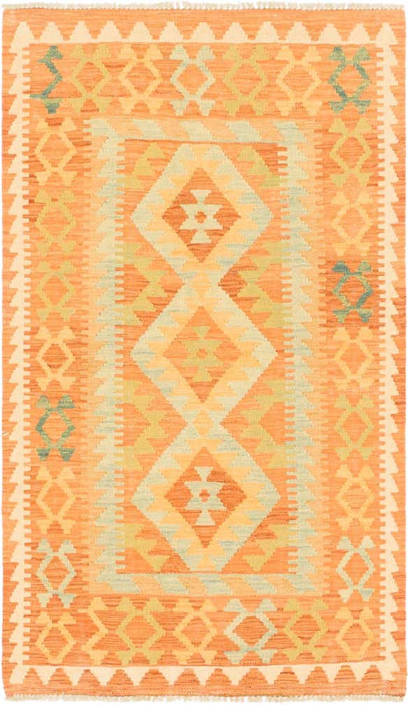 2' 10 x 4' 10 Hand Woven Kilim Waziri Wool Rug