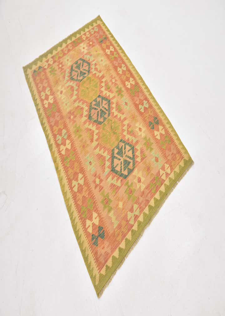 3' 4 x 5' Hand Woven Kilim Waziri Wool Rug