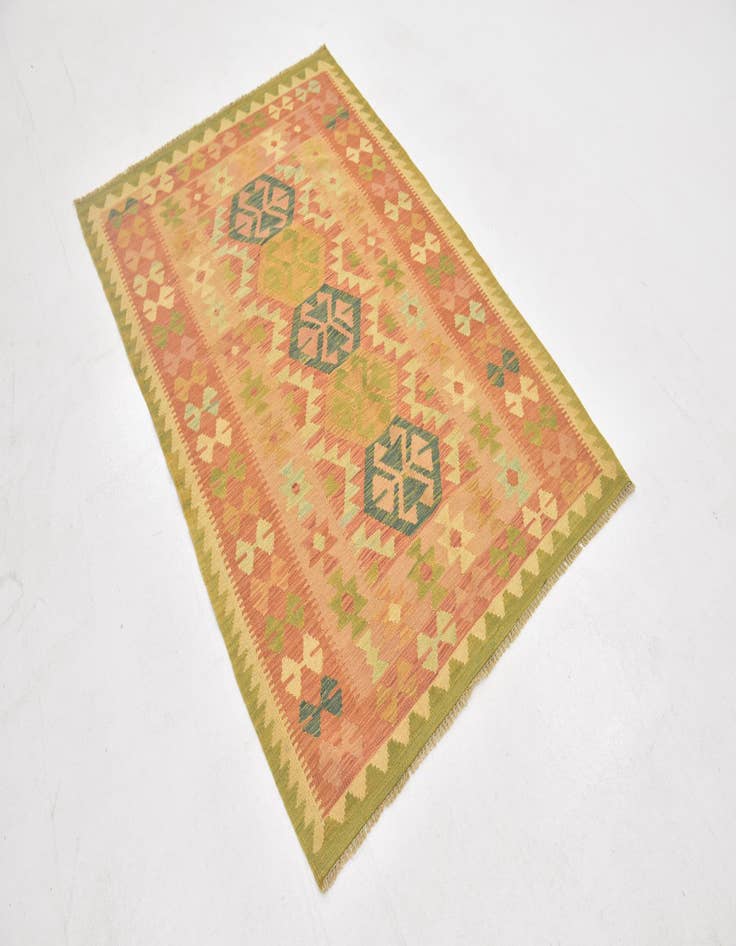Detail image of 3' 4 x 5' Hand Woven Kilim Waziri Wool Rug