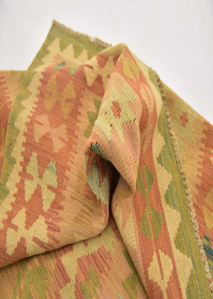 3' 4 x 5' Hand Woven Kilim Waziri Wool Rug