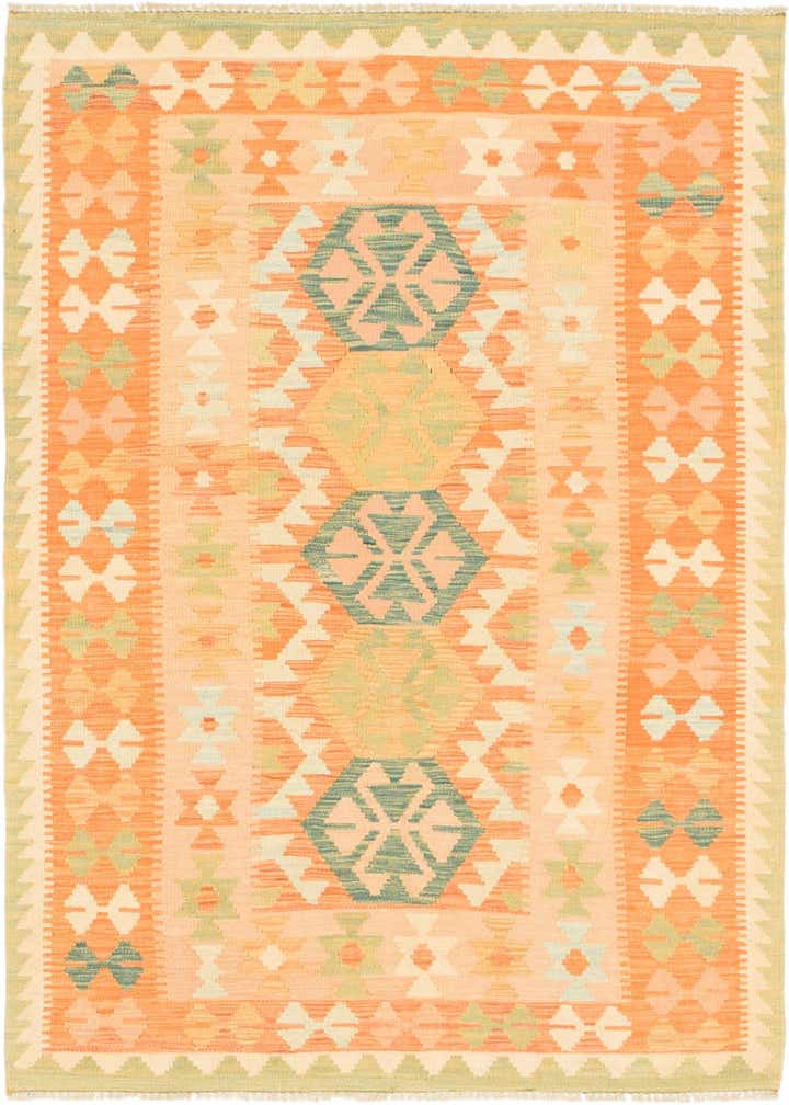 3' 4 x 5' Hand Woven Kilim Waziri Wool Rug