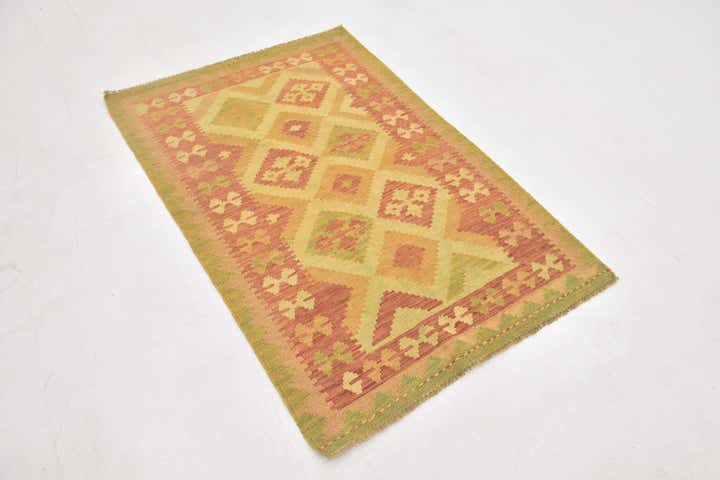 3' x 4' 9 Hand Woven Kilim Waziri Wool Rug