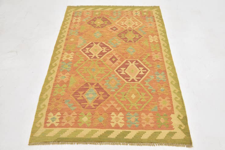 Detail image of 3' 3 x 5' Hand Woven Kilim Waziri Wool Rug