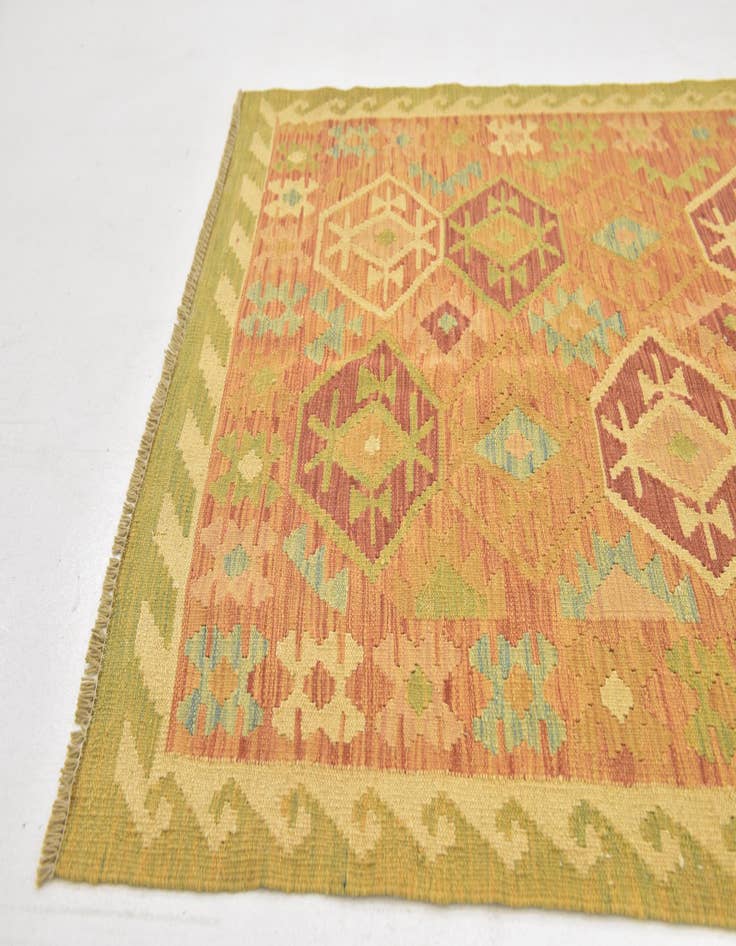 Detail image of 3' 3 x 5'  Hand Woven Kilim Waziri Wool Rug