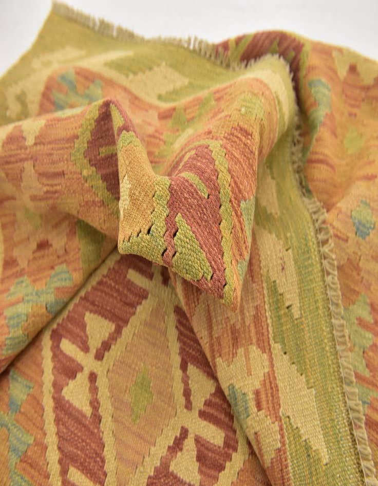 Detail image of 3' 3 x 5'  Hand Woven Kilim Waziri Wool Rug