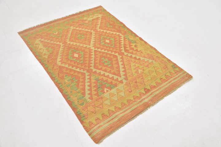 3' 3 x 4' 10 Hand Woven Kilim Waziri Wool Rug
