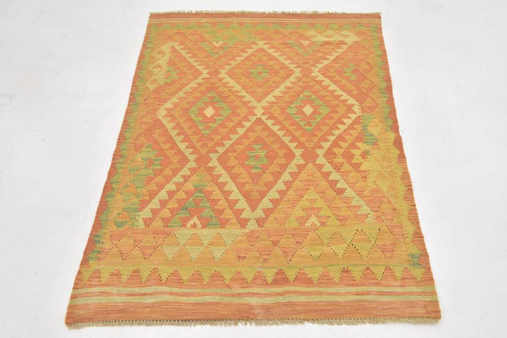 Detail image of 3' 3 x 4' 10 Hand Woven Kilim Waziri Wool Rug