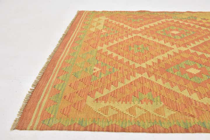 3' 3 x 4' 10 Hand Woven Kilim Waziri Wool Rug