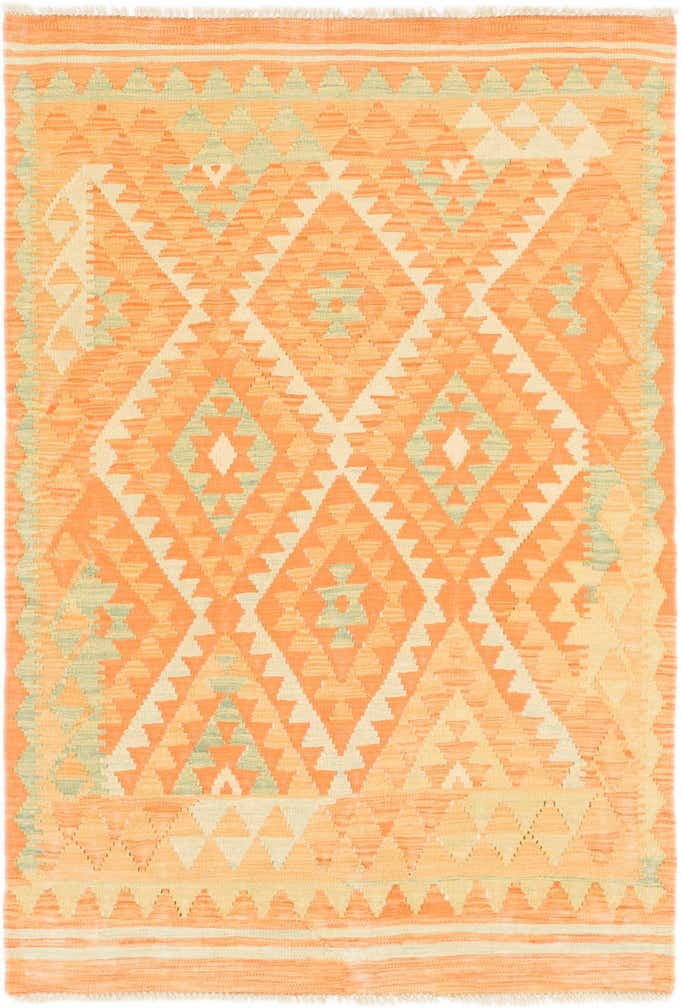 3' 3 x 4' 10 Hand Woven Kilim Waziri Wool Rug