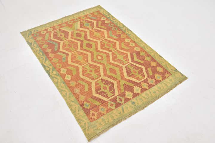 3' 4 x 4' 8 Hand Woven Kilim Waziri Wool Rug