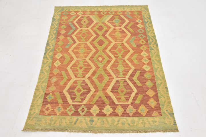 3' 4 x 4' 8 Hand Woven Kilim Waziri Wool Rug