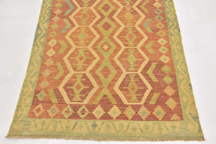 3' 4 x 4' 8 Hand Woven Kilim Waziri Wool Rug
