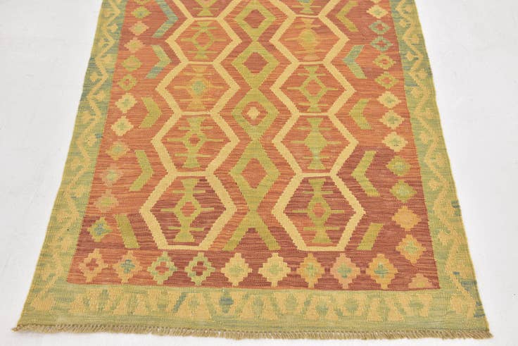Detail image of 3' 4 x 4' 8 Hand Woven Kilim Waziri Wool Rug