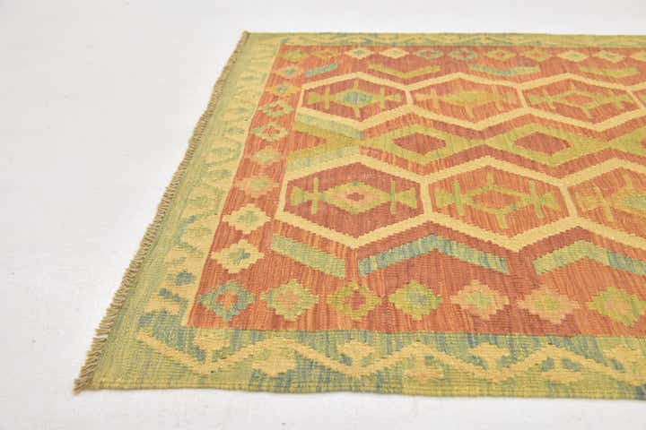 3' 4 x 4' 8 Hand Woven Kilim Waziri Wool Rug