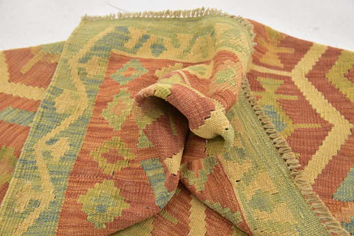 3' 4 x 4' 8 Hand Woven Kilim Waziri Wool Rug