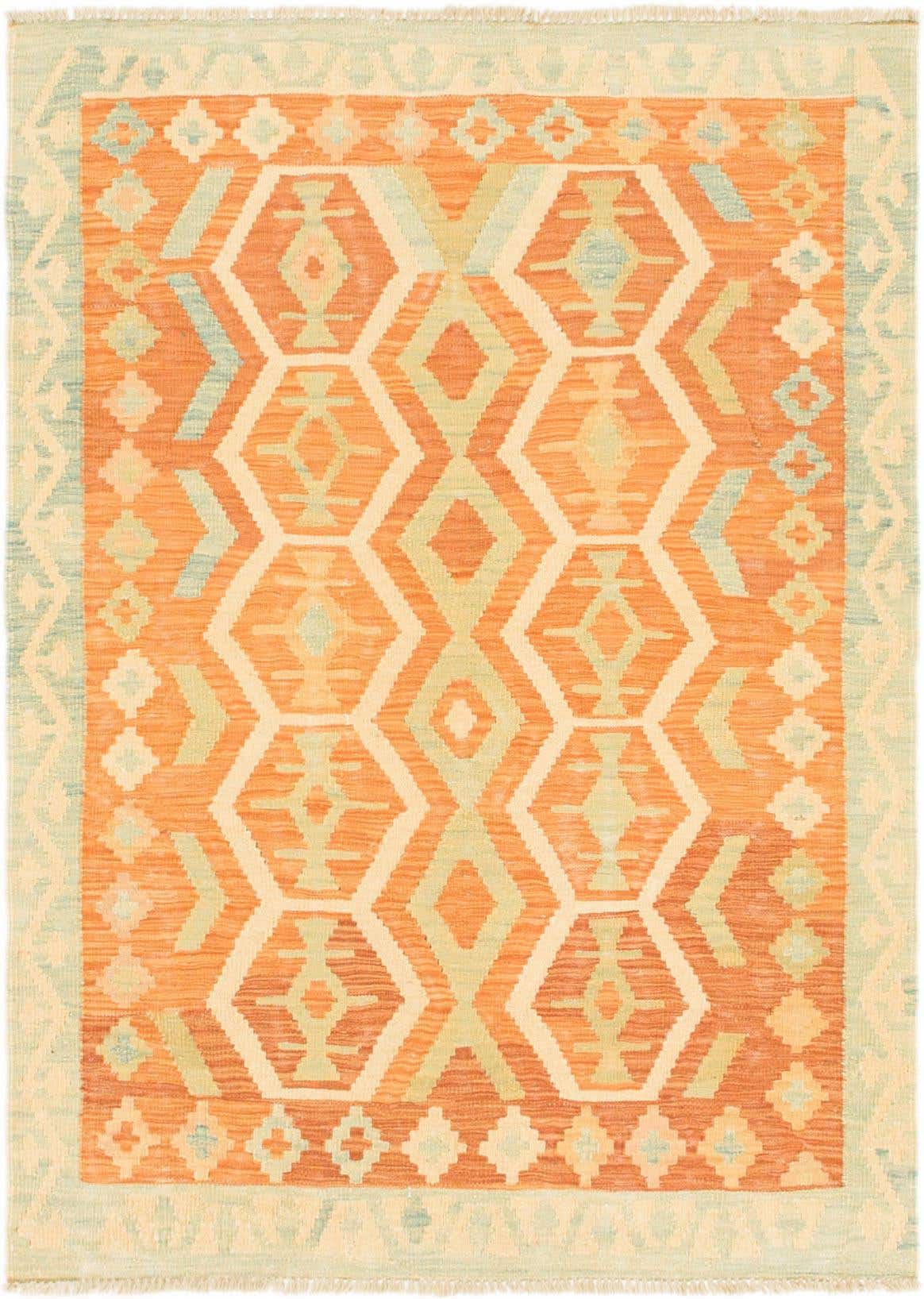 3' 4 x 4' 8 Hand Woven Kilim Waziri Wool Rug