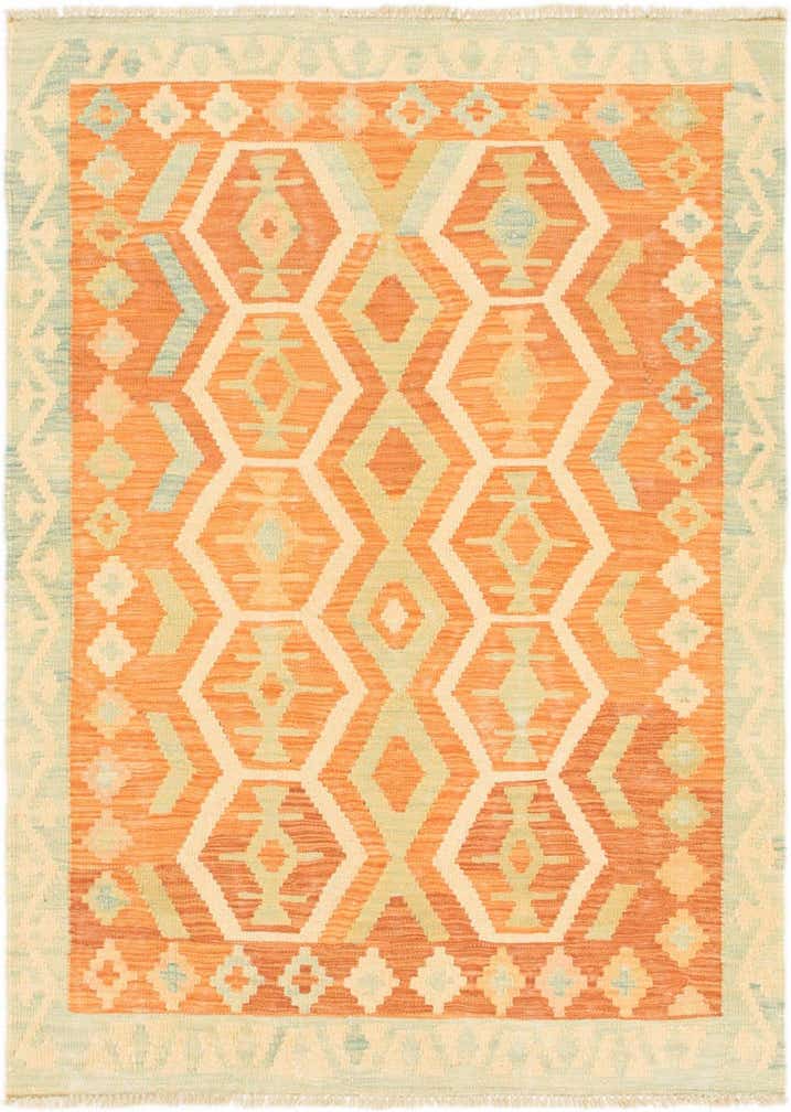 3' 4 x 4' 8 Hand Woven Kilim Waziri Wool Rug