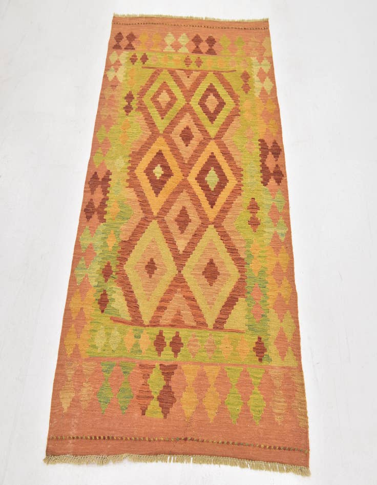 Detail image of 3' 2 x 4' 10  Hand Woven Kilim Waziri Wool Rug