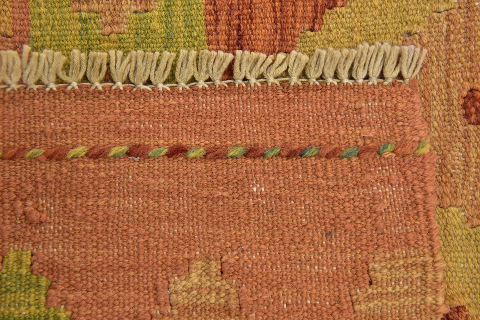 3' 2 x 4' 10 Hand Woven Kilim Waziri Wool Rug