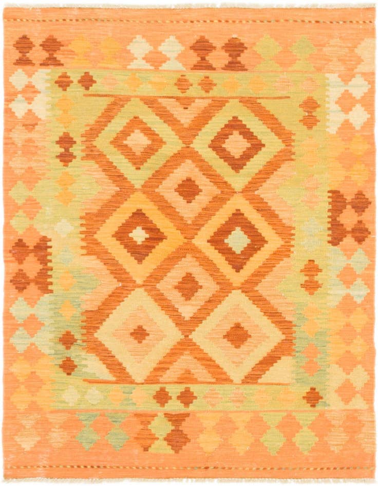 Detail image of 3' 2 x 4' 10 Hand Woven Kilim Waziri Wool Rug