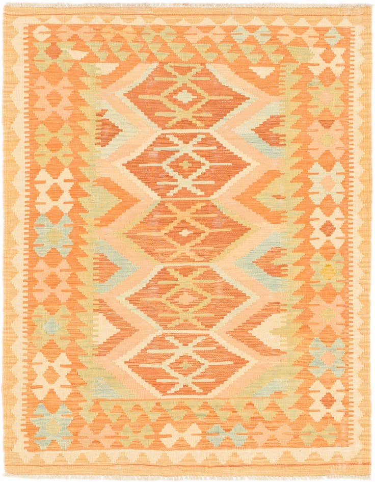 Detail image of 3' 2 x 5' 3 Hand Woven Kilim Waziri Wool Rug