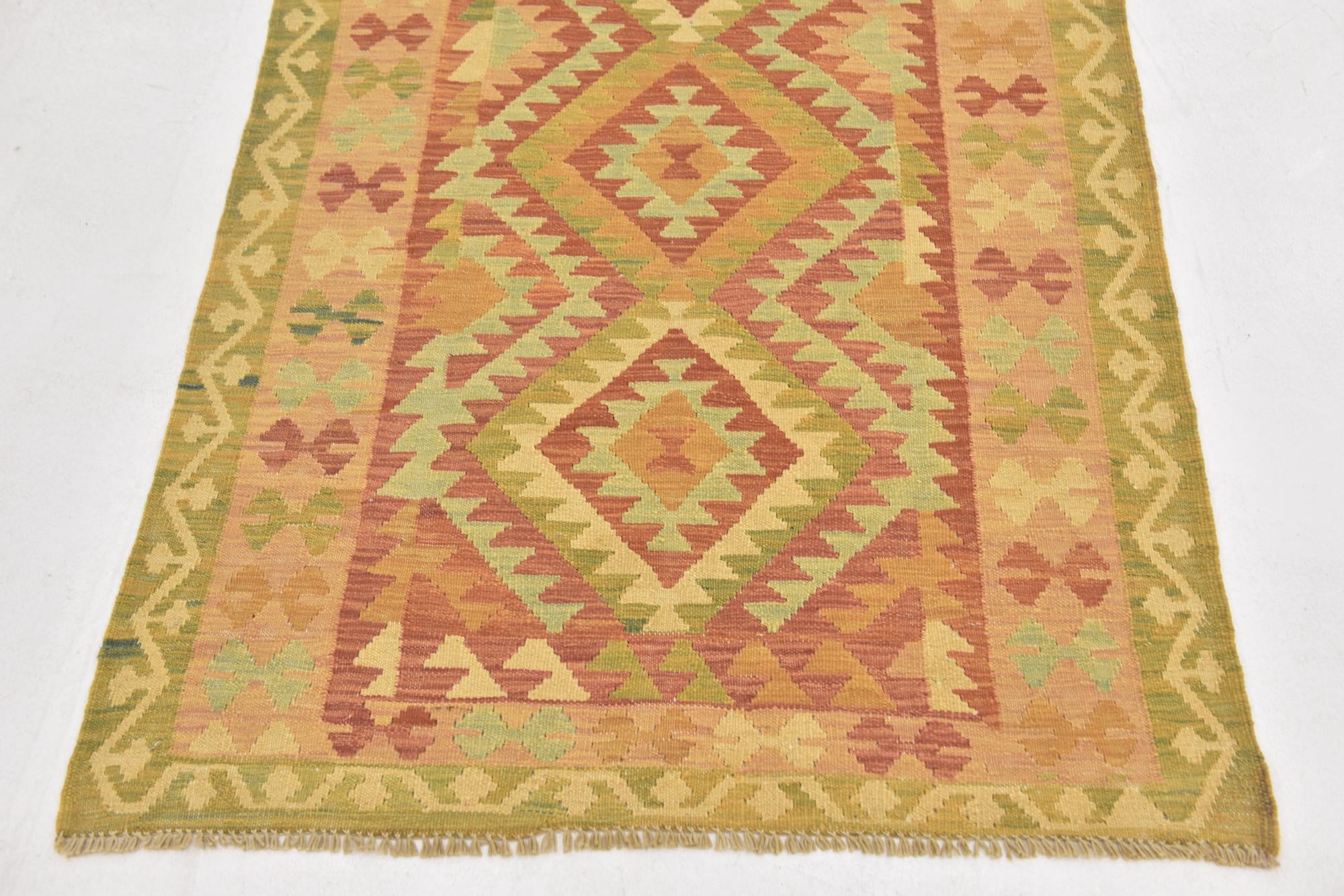 3' 2 x 5' Hand Woven Kilim Waziri Wool Rug