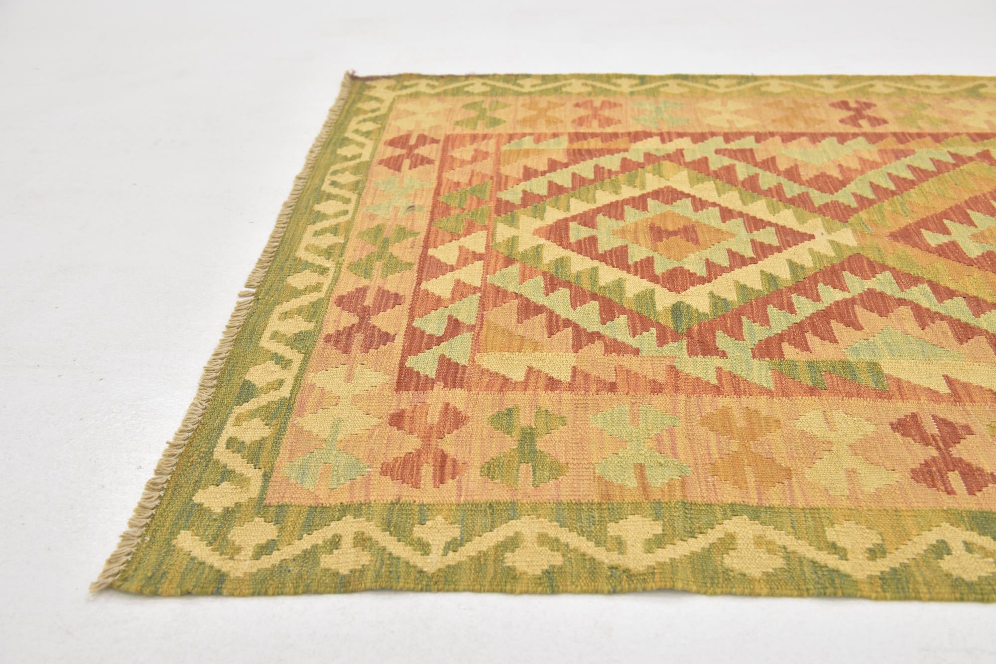 3' 2 x 5' Hand Woven Kilim Waziri Wool Rug