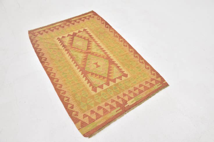 Detail image of 2' 8 x 4' 2 Hand Woven Kilim Waziri Wool Rug
