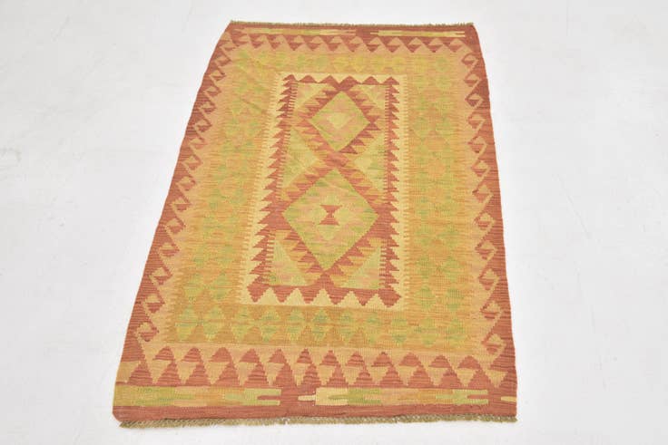 Detail image of 2' 8 x 4' 2 Hand Woven Kilim Waziri Wool Rug
