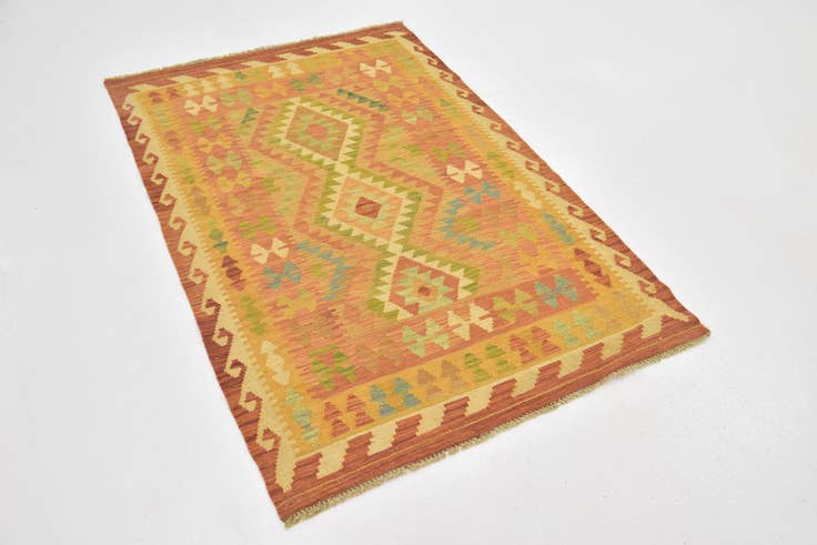 Detail image of 3' 3 x 5' Hand Woven Kilim Waziri Wool Rug