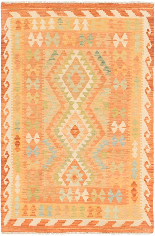 Detail image of 3' 3 x 5' Hand Woven Kilim Waziri Wool Rug