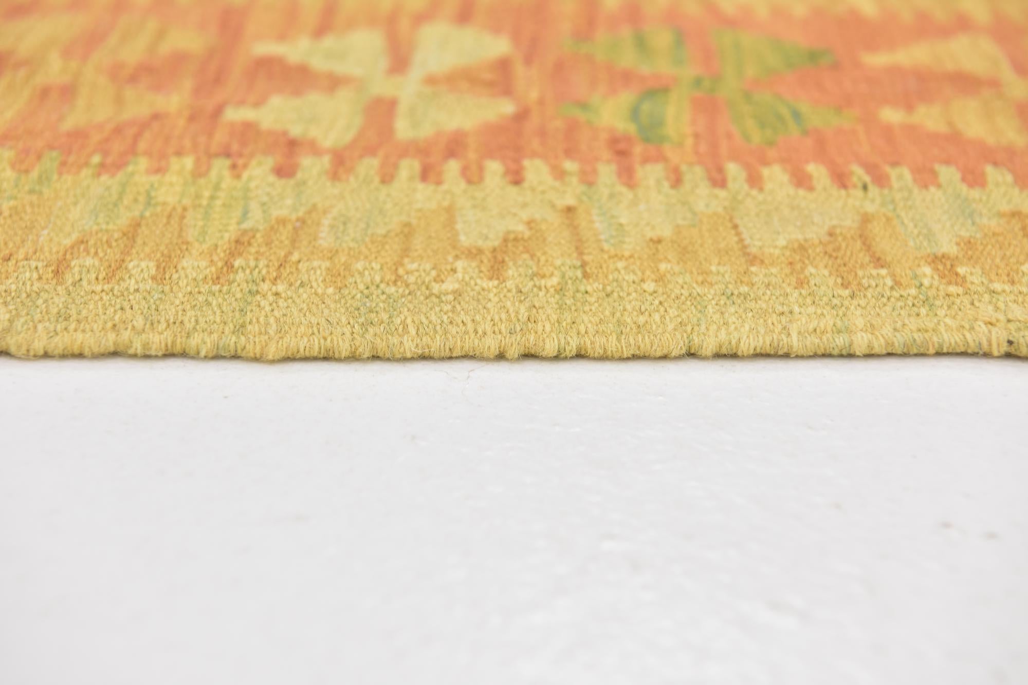 3' 4 x 5' 3 Hand Woven Kilim Waziri Wool Rug