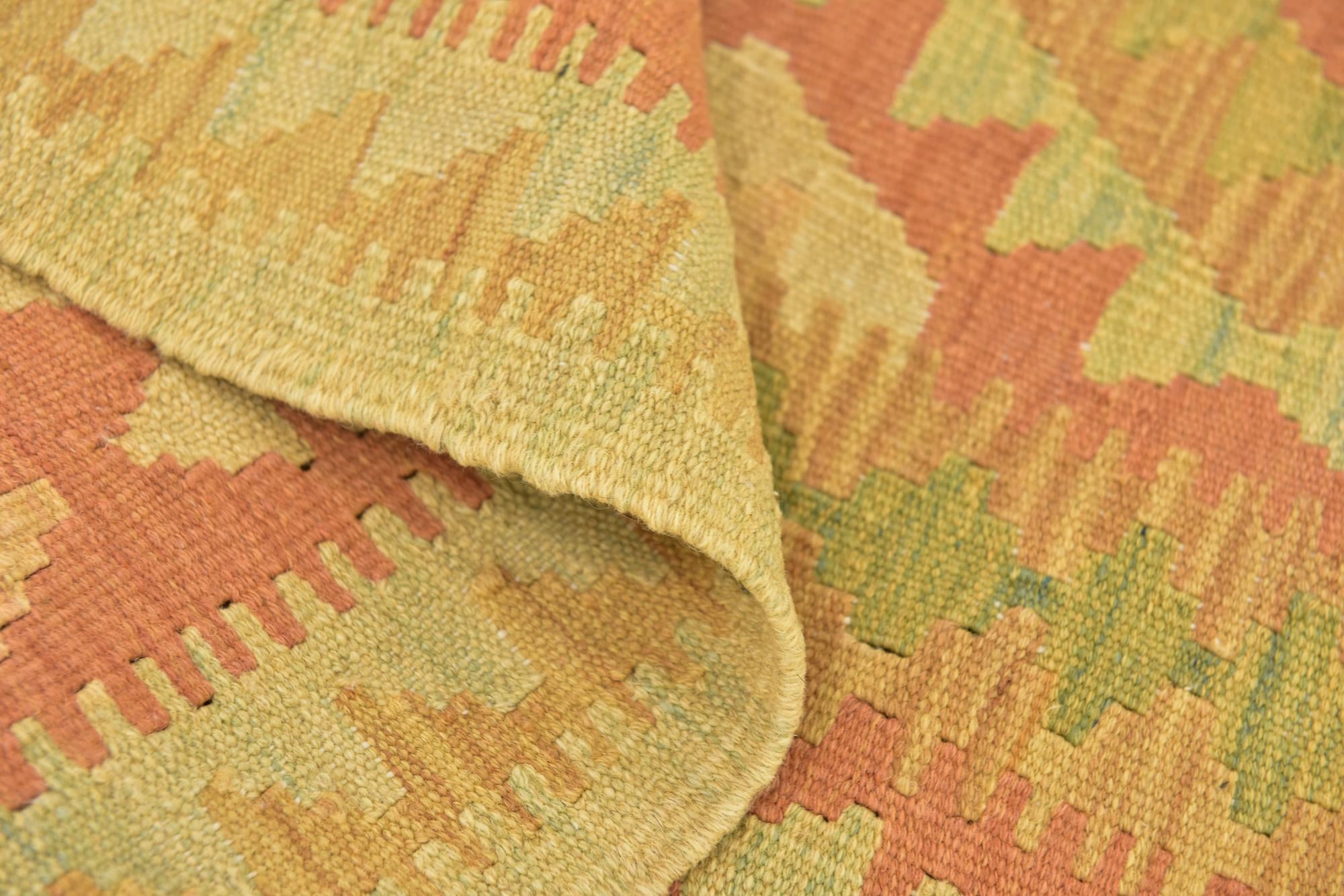 3' 4 x 5' 3 Hand Woven Kilim Waziri Wool Rug