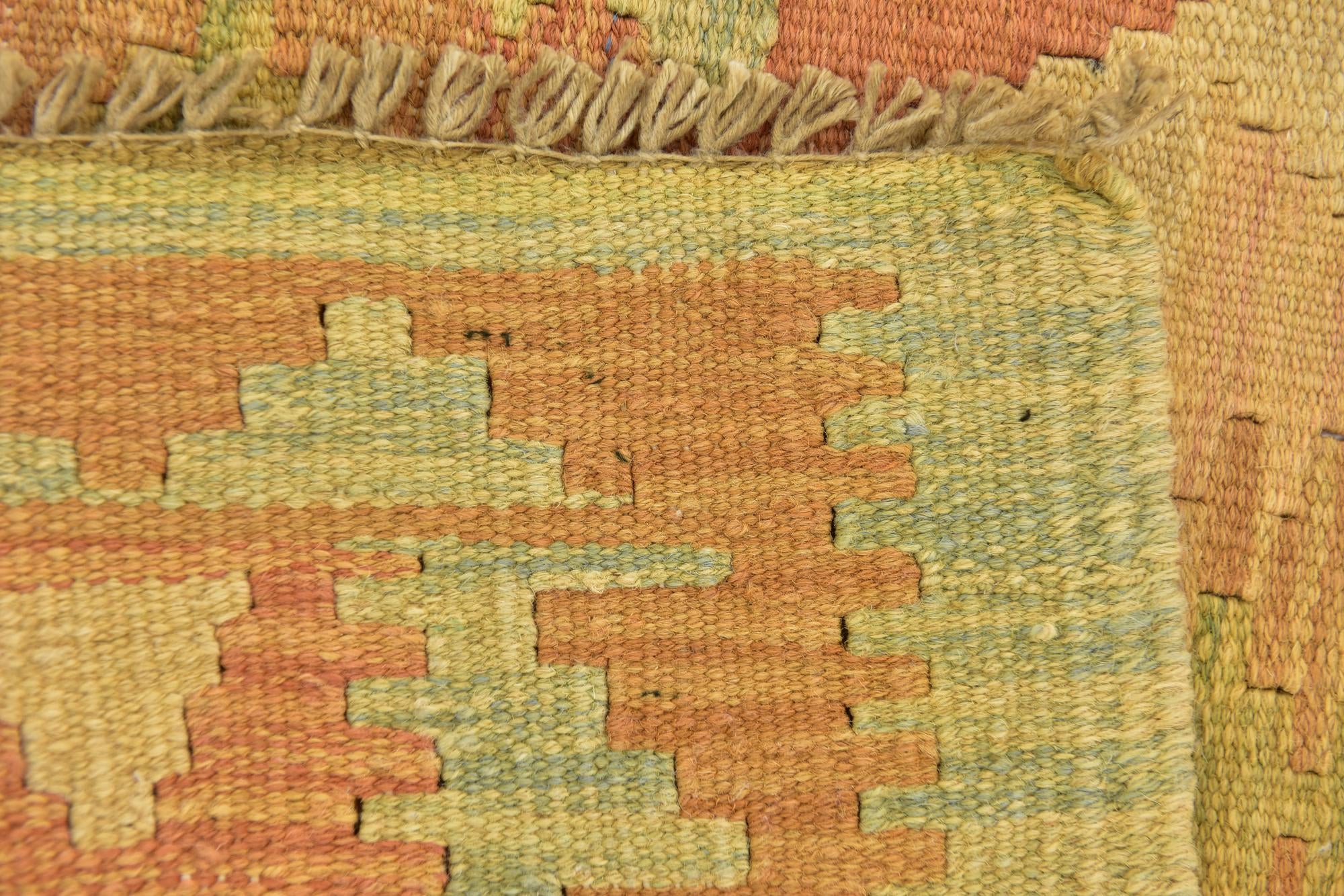3' 4 x 5' 3 Hand Woven Kilim Waziri Wool Rug