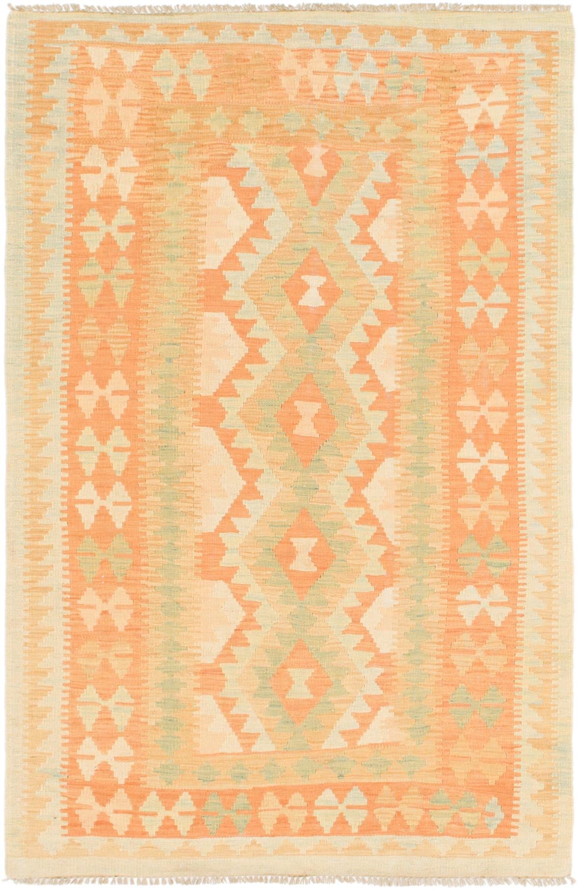 3' 4 x 5' 3 Hand Woven Kilim Waziri Wool Rug