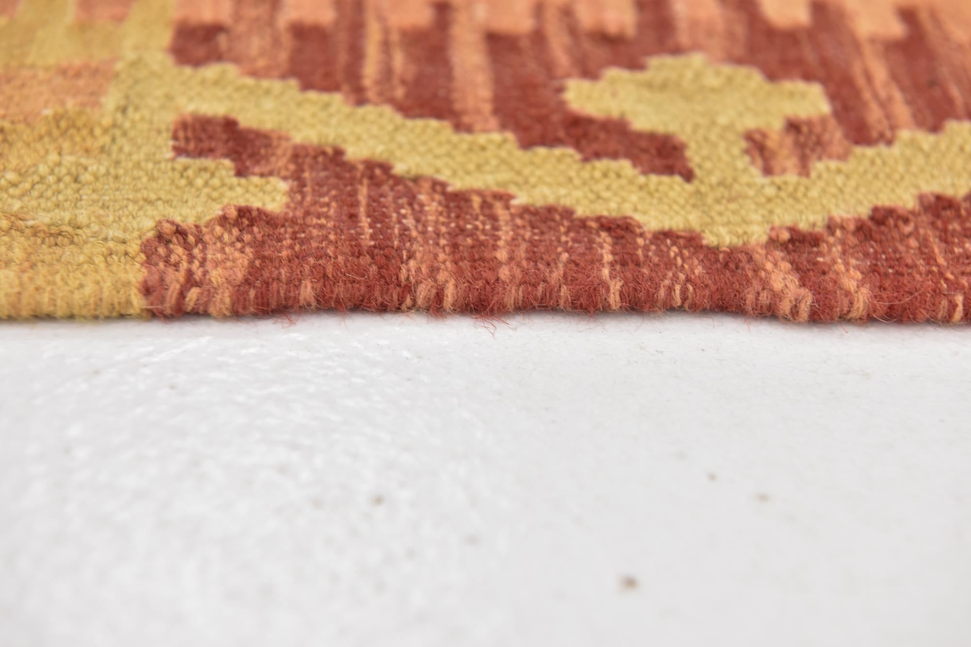 3' 4 x 5' Hand Woven Kilim Waziri Wool Rug