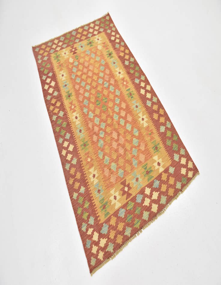 Detail image of 3' 4 x 5'  Hand Woven Kilim Waziri Wool Rug