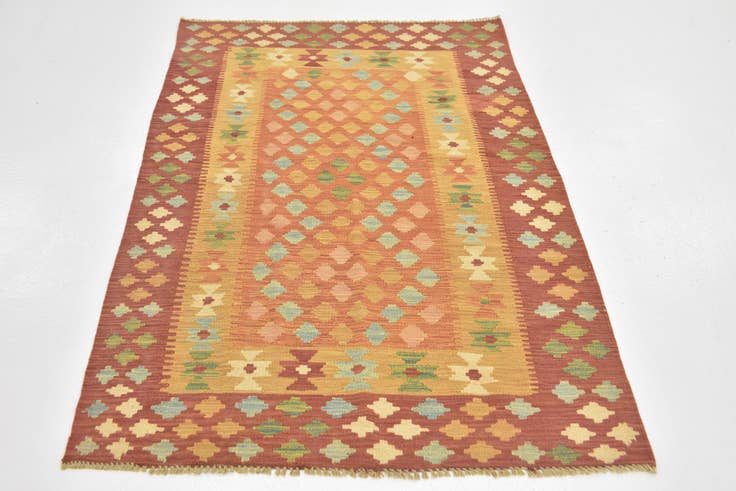 Detailansicht von 100cm x 150cm Handgewebt Kilim Waziri Wolle Teppich