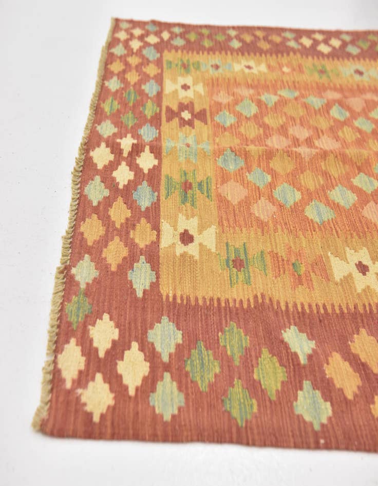 Detail image of 3' 4 x 5'  Hand Woven Kilim Waziri Wool Rug