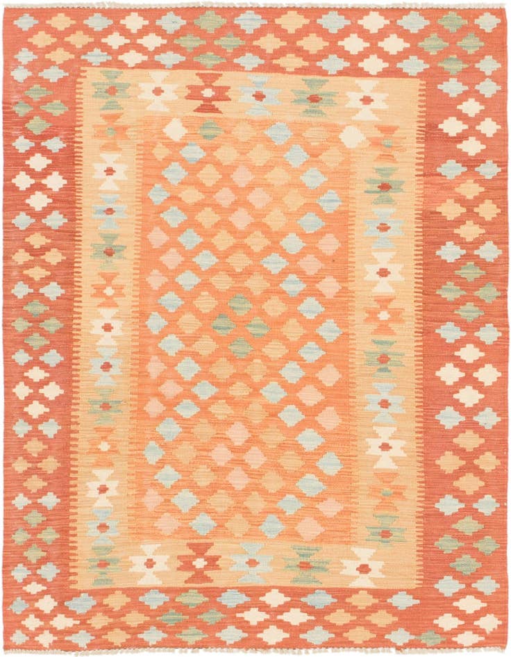 Detail image of 3' 4 x 5' Hand Woven Kilim Waziri Wool Rug