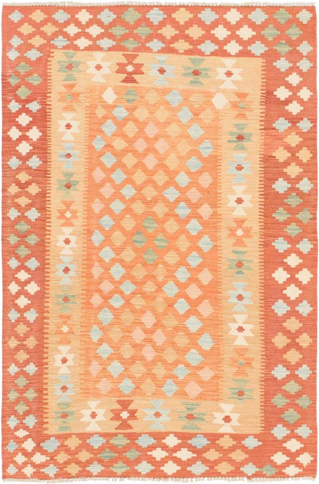 Detailansicht von 100cm x 150cm Handgewebt Kilim Waziri Wolle Teppich