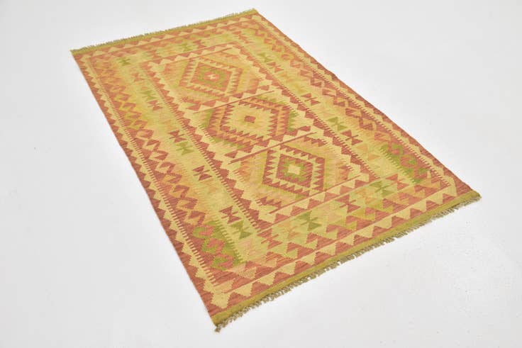 Detail image of 3' 2 x 5' Hand Woven Kilim Waziri Wool Rug