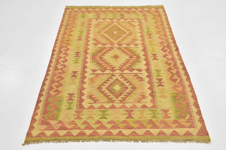 Detail image of 3' 2 x 5' Hand Woven Kilim Waziri Wool Rug