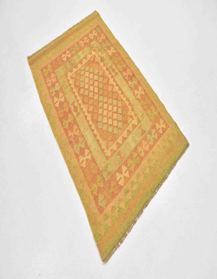 Detail image of 3' 2 x 5' Hand Woven Kilim Waziri Wool Rug