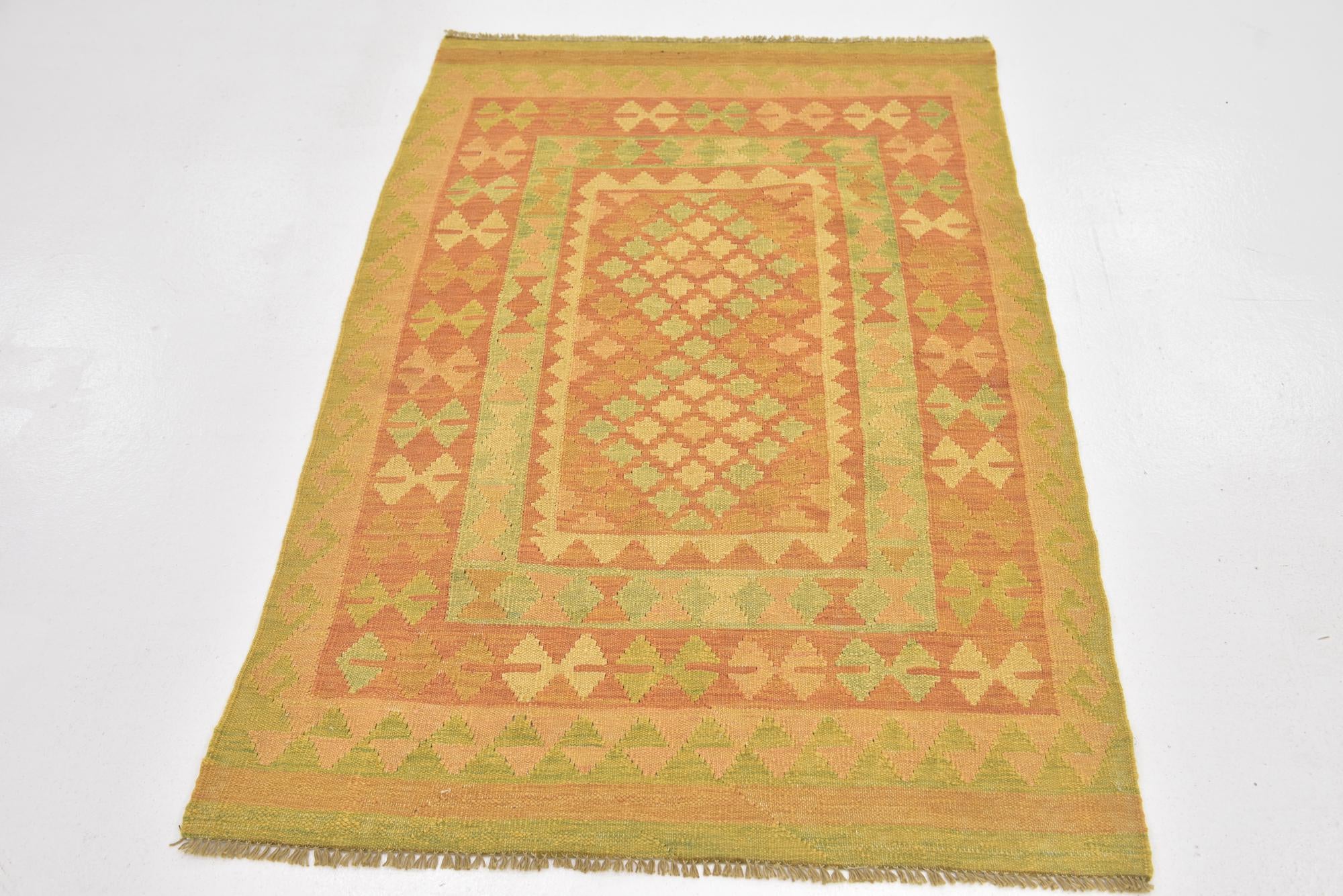 3' 2 x 5' Hand Woven Kilim Waziri Wool Rug