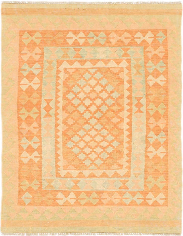 Detail image of 3' 2 x 5' Hand Woven Kilim Waziri Wool Rug