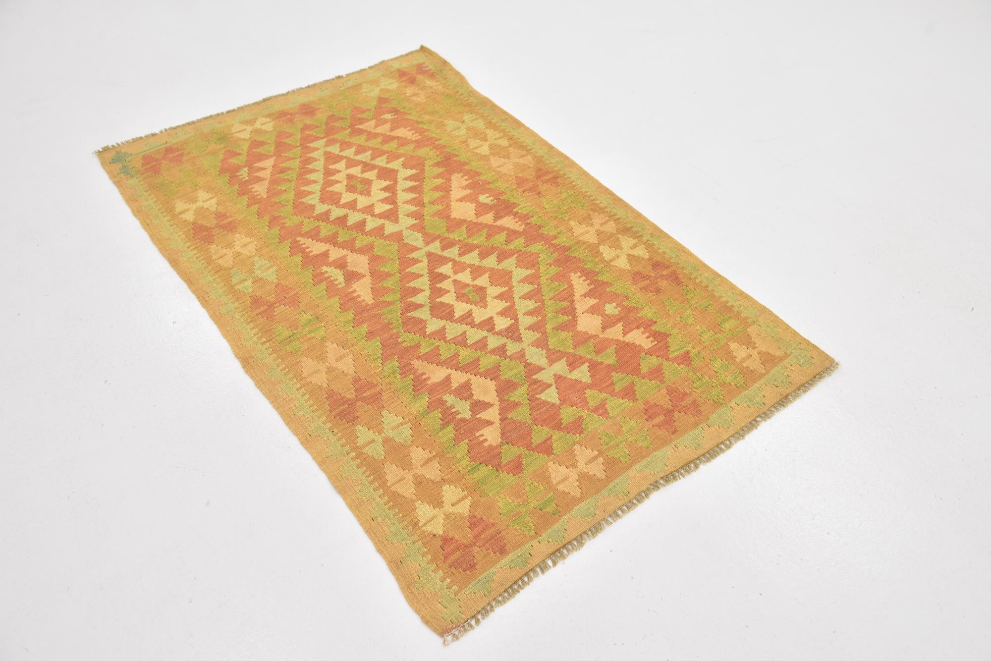 3' 2 x 5' Hand Woven Kilim Waziri Wool Rug