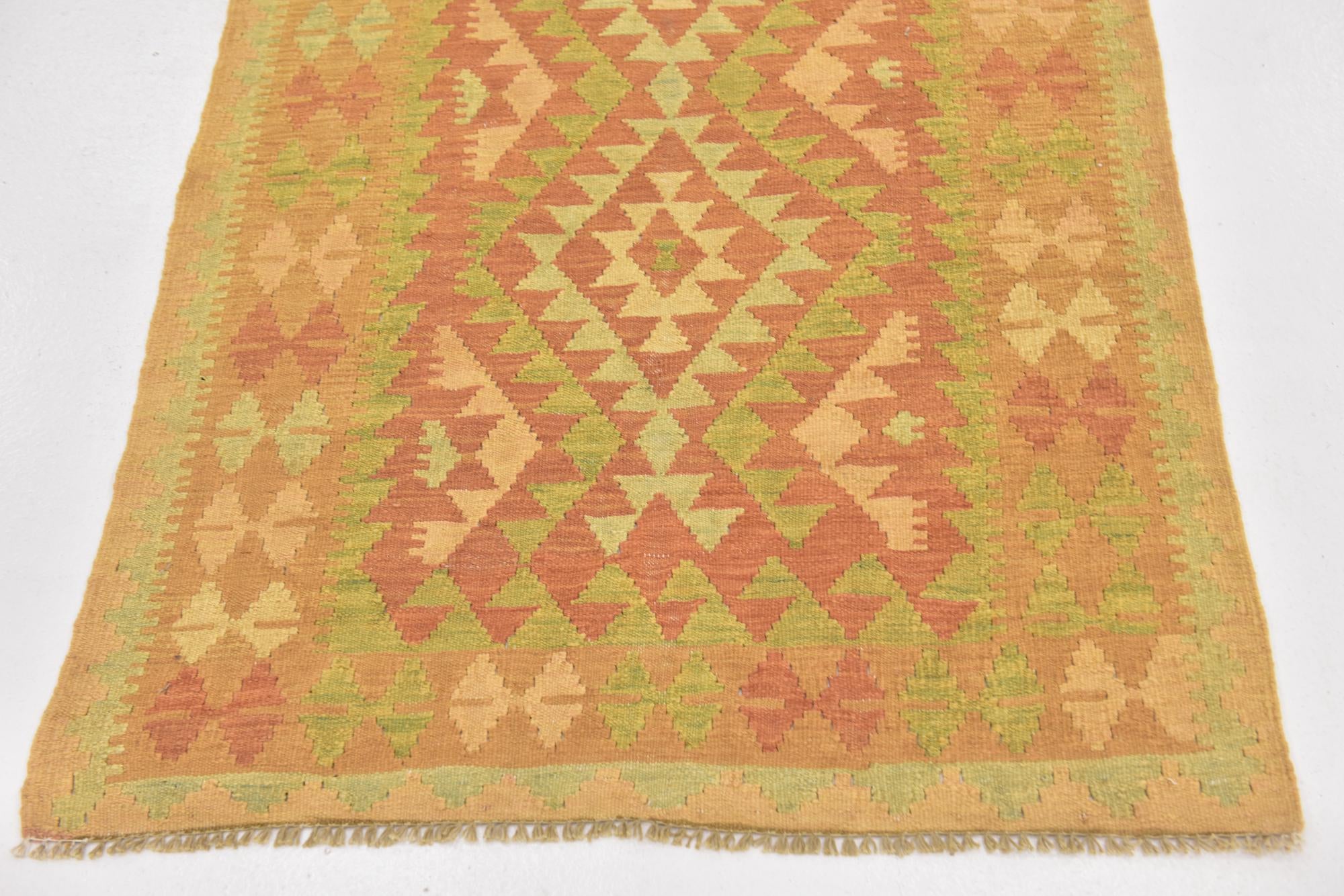 3' 2 x 5' Hand Woven Kilim Waziri Wool Rug