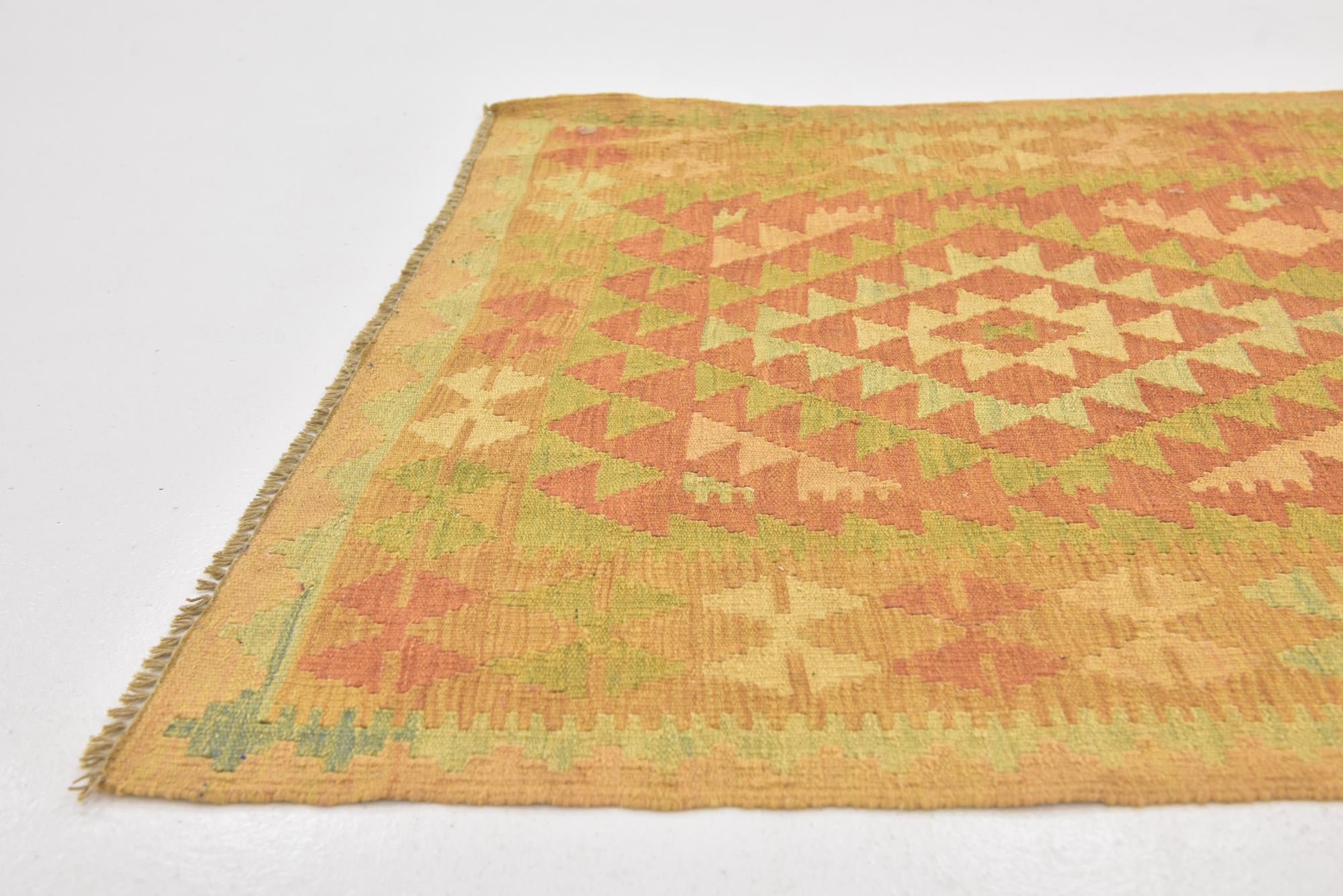 3' 2 x 5' Hand Woven Kilim Waziri Wool Rug